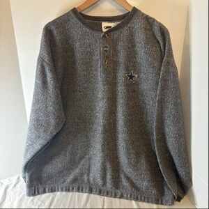 Vintage 90s DALLAS COWBOYS Longsleeve The Edge Henley Pullover Dark Gray Size L